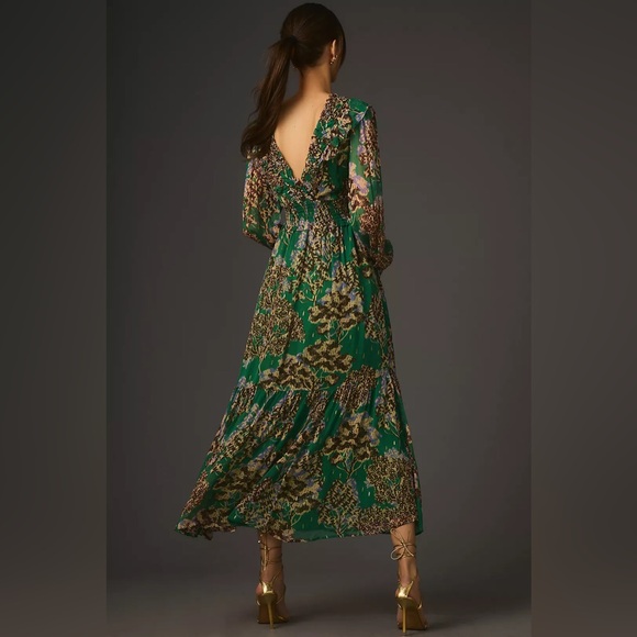 Anthropologie Ruffled V-Neck Maxi Dress - Picture 4 of 15